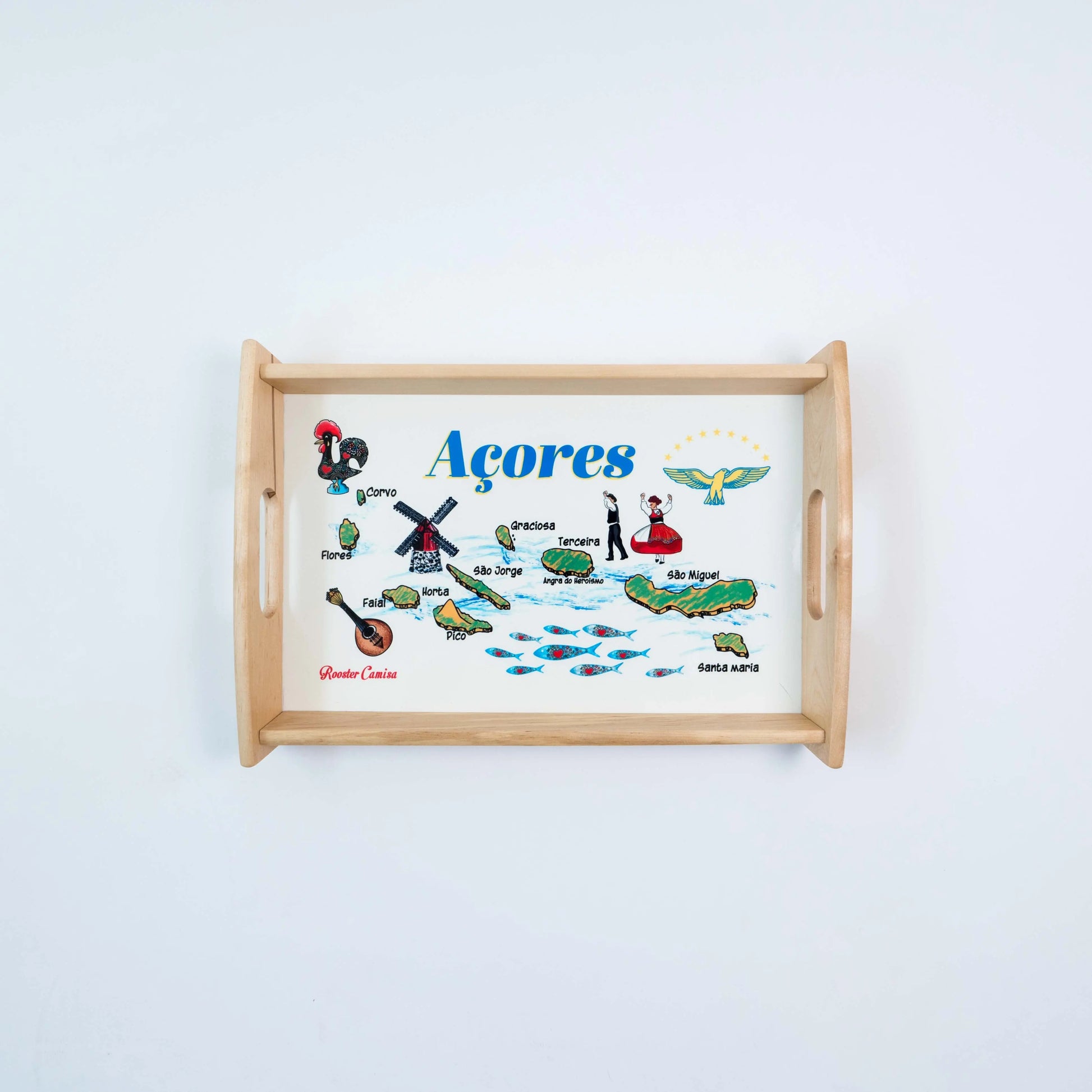 Portuguese Inspired Acores Serving Tray-Rooster Camisa