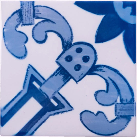 Portuguese Inspired Azulejos Warrior Ceramic Tile-Rooster Camisa