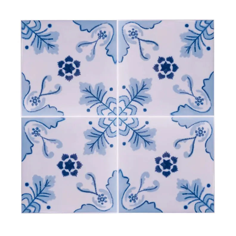 Portuguese Inspired Azulejos Delicate Blue Ceramic Tile-Rooster Camisa