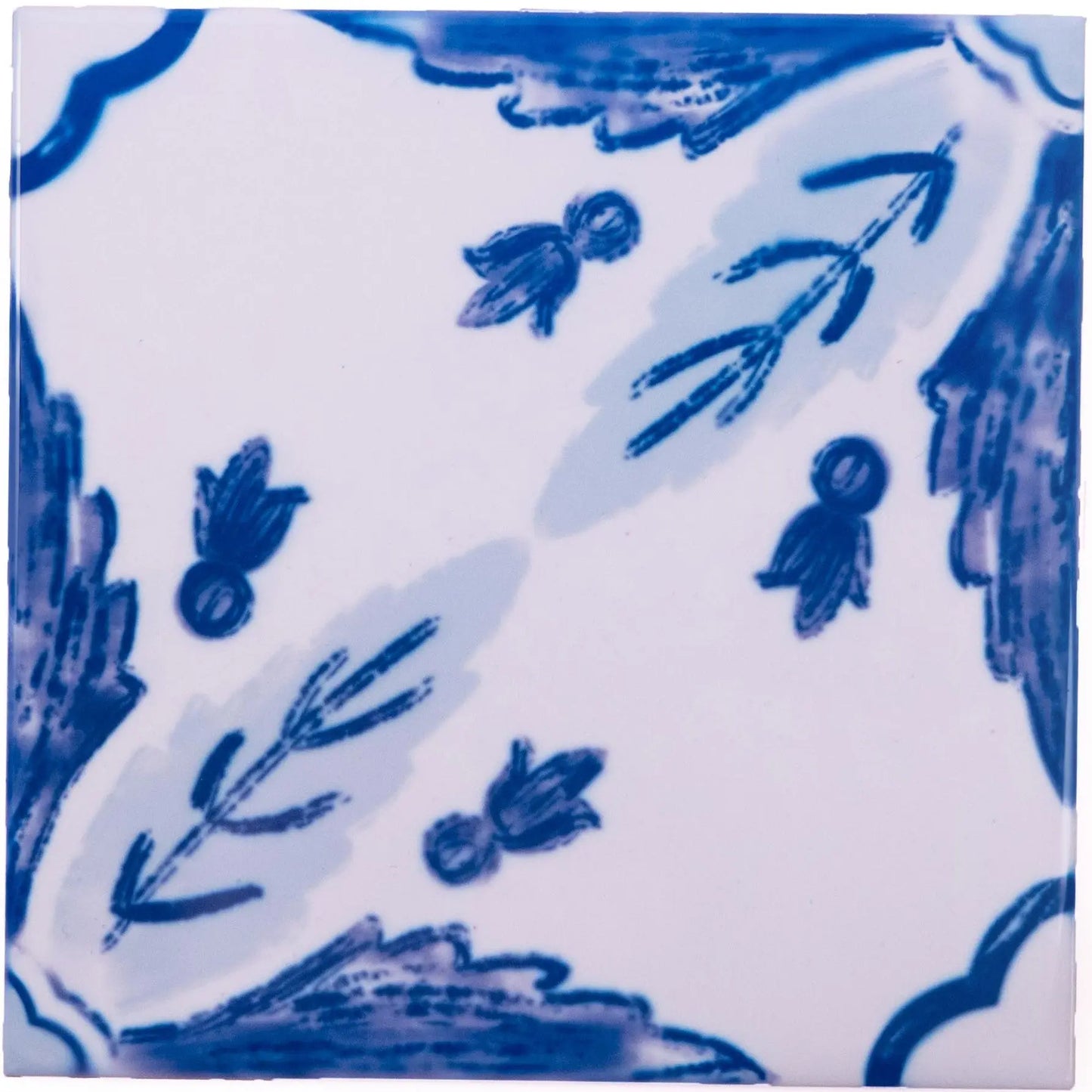 Portuguese Inspired Azulejos Flor Ceramic Tile-Rooster Camisa