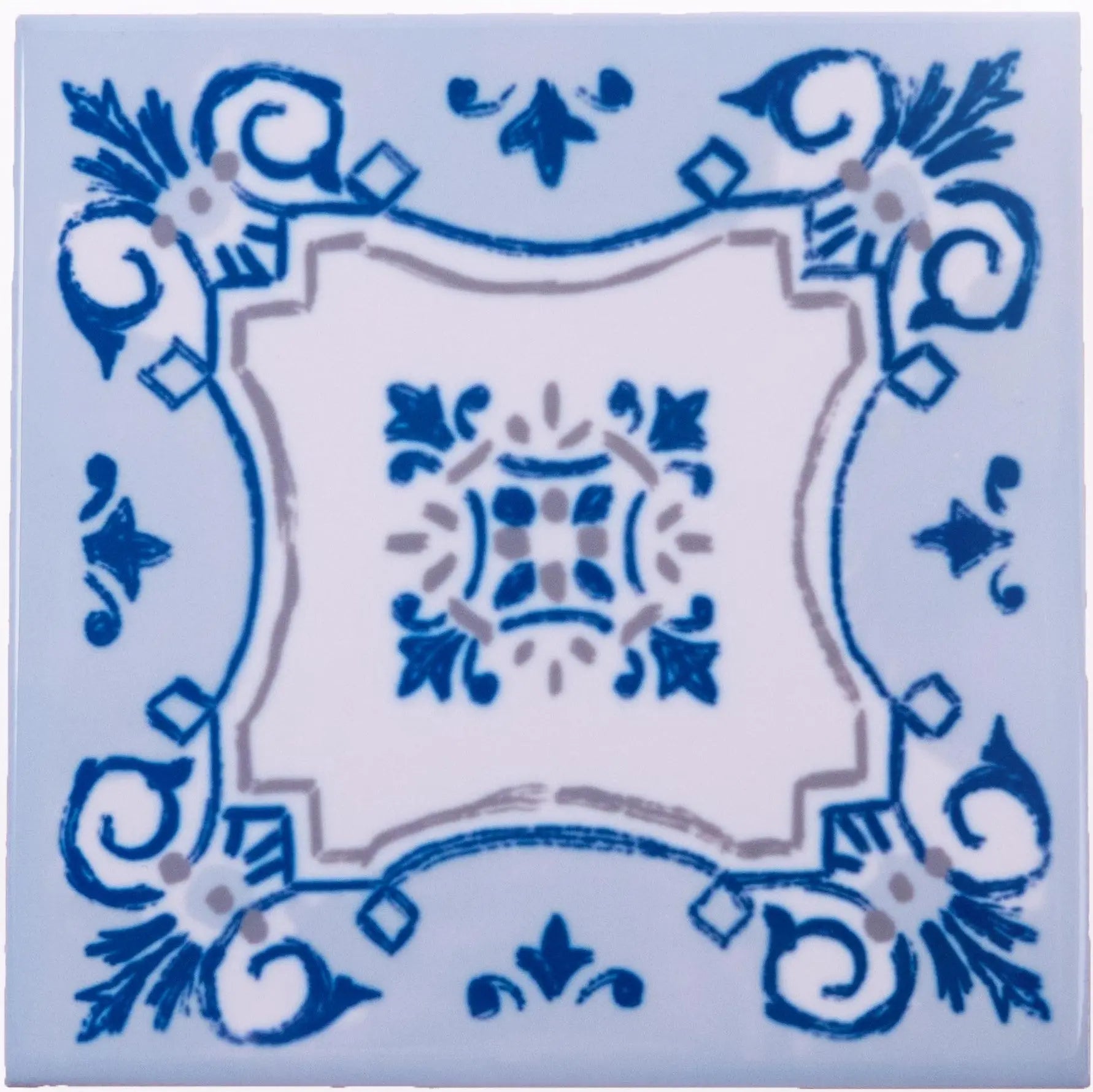 Portuguese Inspired Azulejos Nova Casa Blue Ceramic Tile-Rooster Camisa