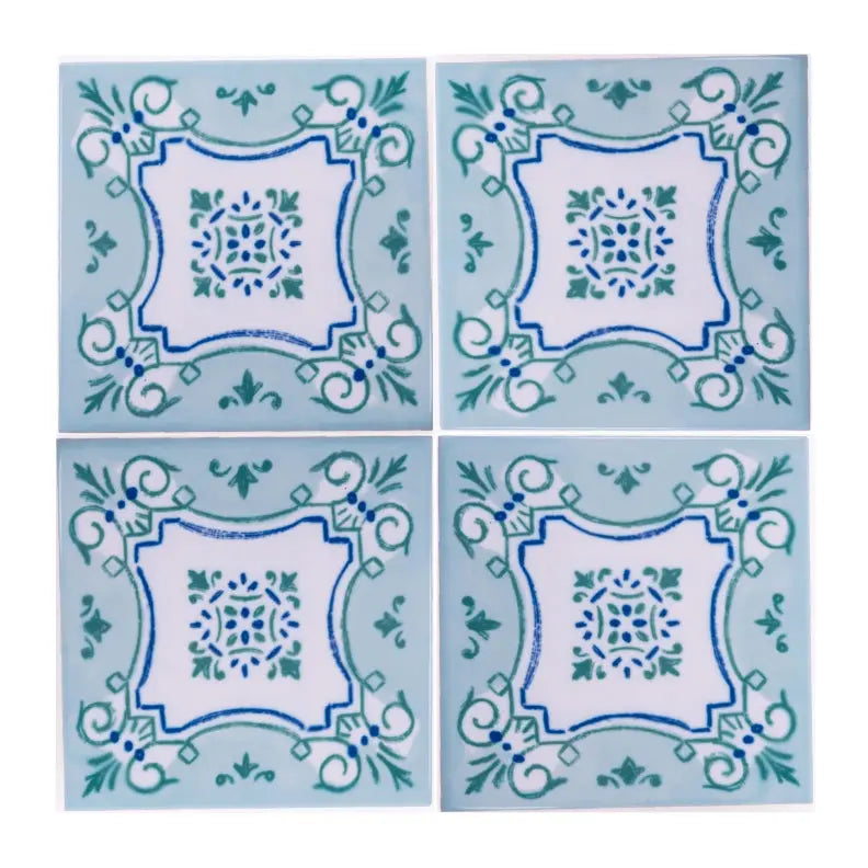Portuguese Inspired Azulejos Nova Casa Green Ceramic Tile-Rooster Camisa