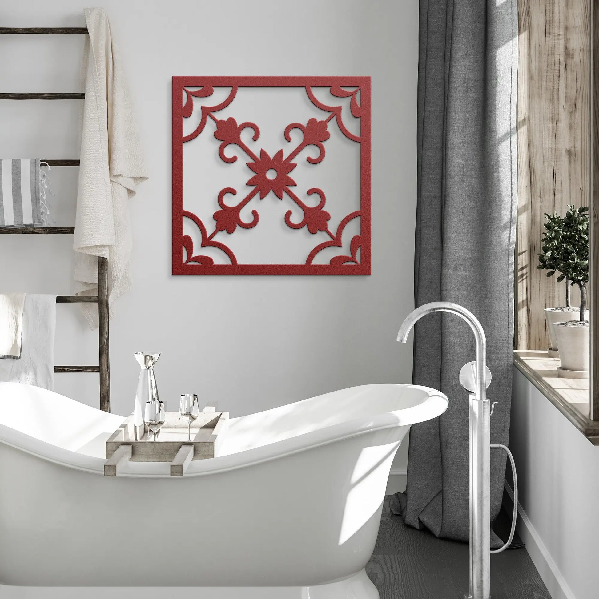 Steel Azulejos Tile Wall Art  Flor-Rooster Camisa