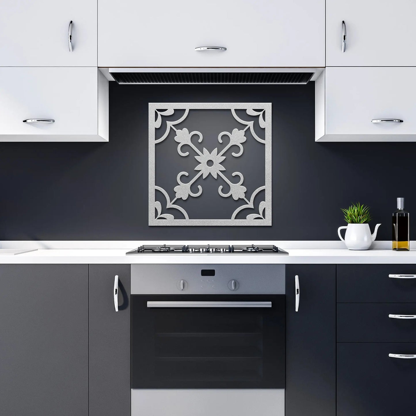 Steel Azulejos Tile Wall Art  Flor-Rooster Camisa