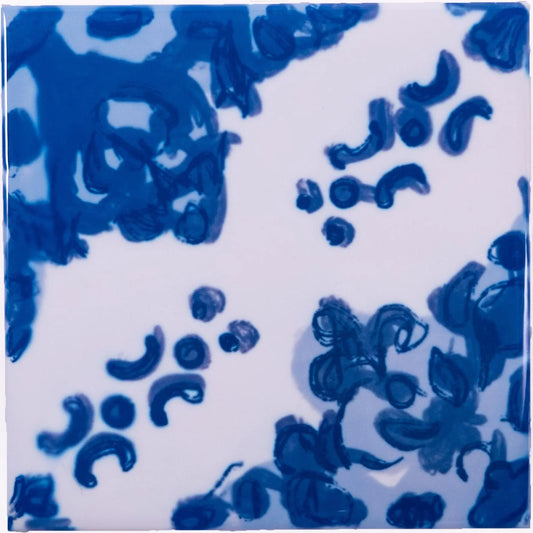 Portuguese Inspired Azulejos Tinta Blue Ceramic Tile-Rooster Camisa