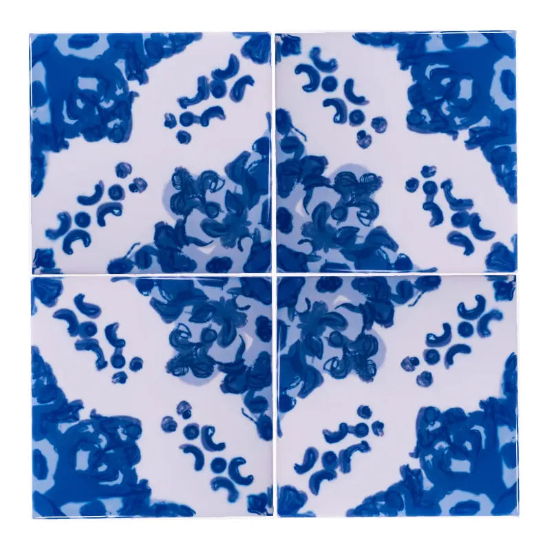 Portuguese Inspired Azulejos Tinta Blue Ceramic Tile-Rooster Camisa