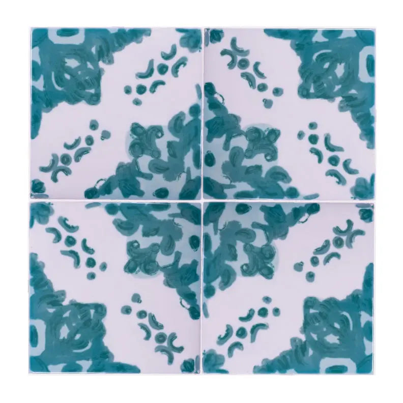 Portuguese Inspired Azulejos Tinta Green Ceramic Tile-Rooster Camisa