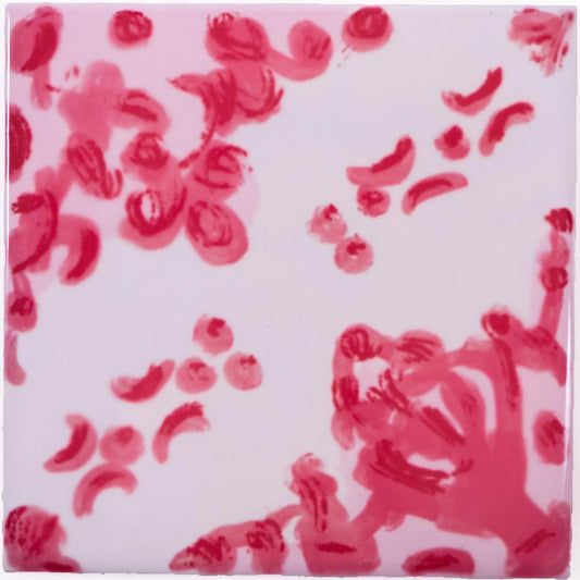 Portuguese Inspired Azulejos Tinta Pink Ceramic Tile-Rooster Camisa
