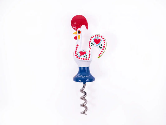 Galo de Barcelos  Cork Screw 13cm White-Rooster Camisa