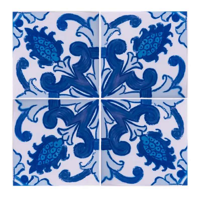 Portuguese Inspired Azulejos Blooming Ceramic Tile-Rooster Camisa