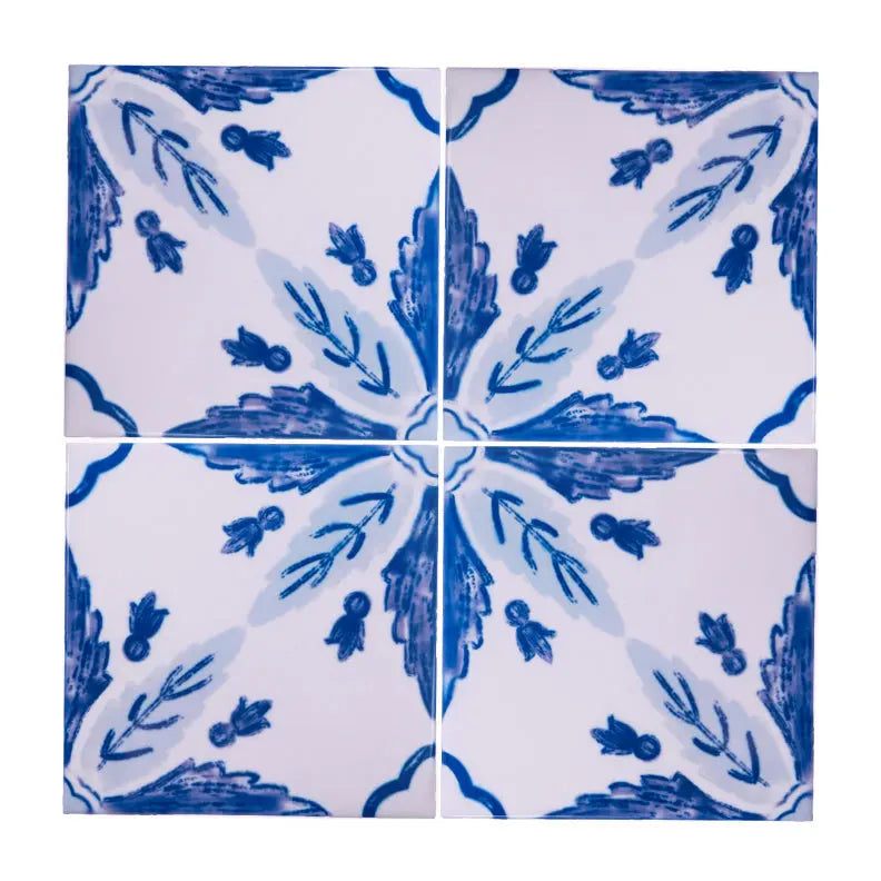 Portuguese Inspired Azulejos Flor Ceramic Tile-Rooster Camisa