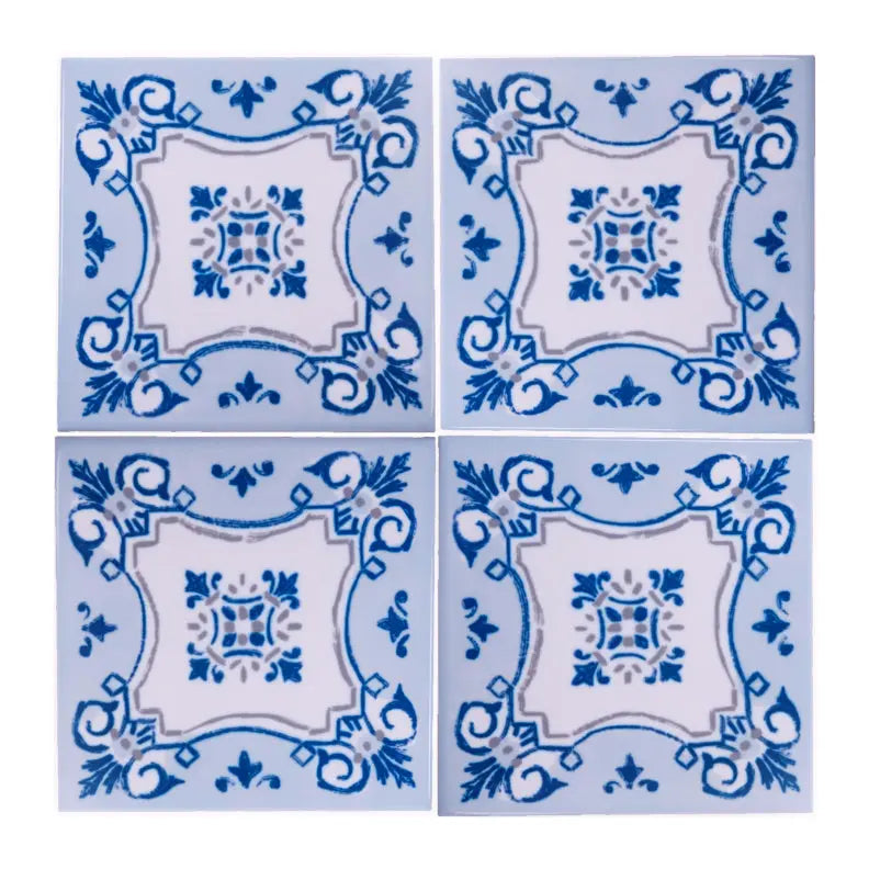 Portuguese Inspired Azulejos Nova Casa Blue Ceramic Tile-Rooster Camisa 