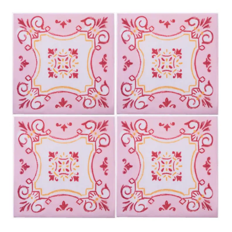 Portuguese Inspired Azulejos Nova Casa Pink Ceramic Tile-Rooster Camisa 