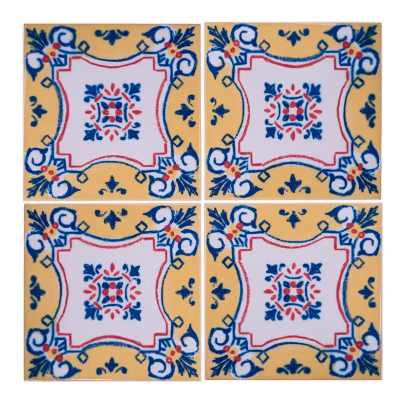 Portuguese Inspired Azulejos Nova Casa Yellow Ceramic Tile-Rooster Camisa 