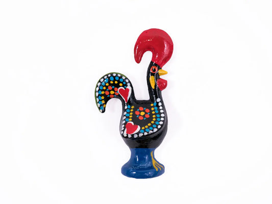 Portuguese Inspired Barcelos Rooster Magnet in Black-Rooster Camisa