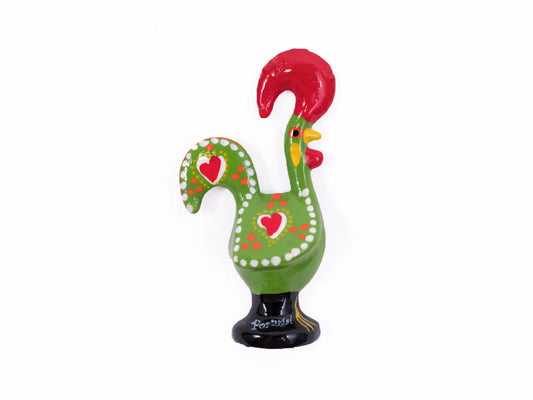 Portuguese Inspired Barcelos Rooster Magnet in Green-Rooster Camisa