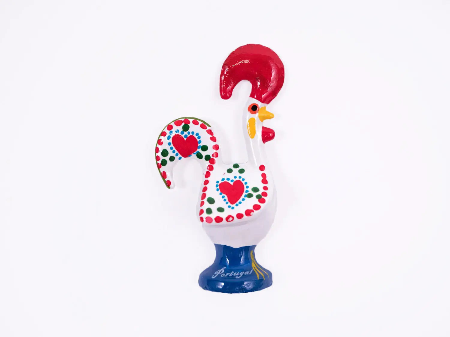 Portuguese Inspired Barcelos Rooster Magnet in White-Rooster Camisa