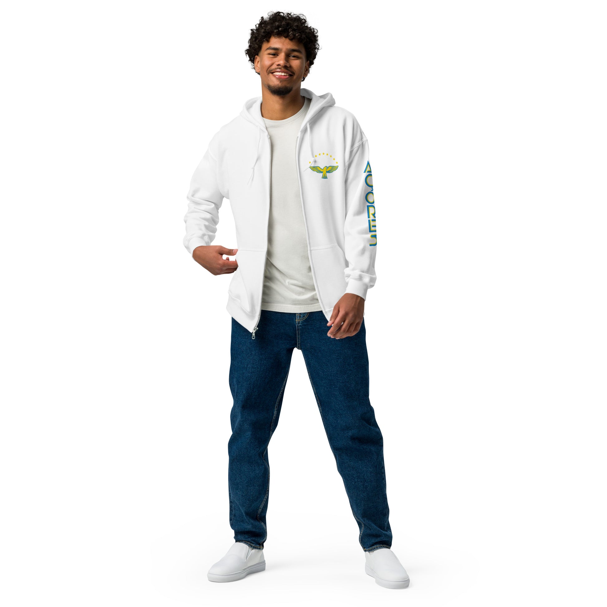 Rooster Camisa Old School Açores Unisex heavy blend zip hoodie White